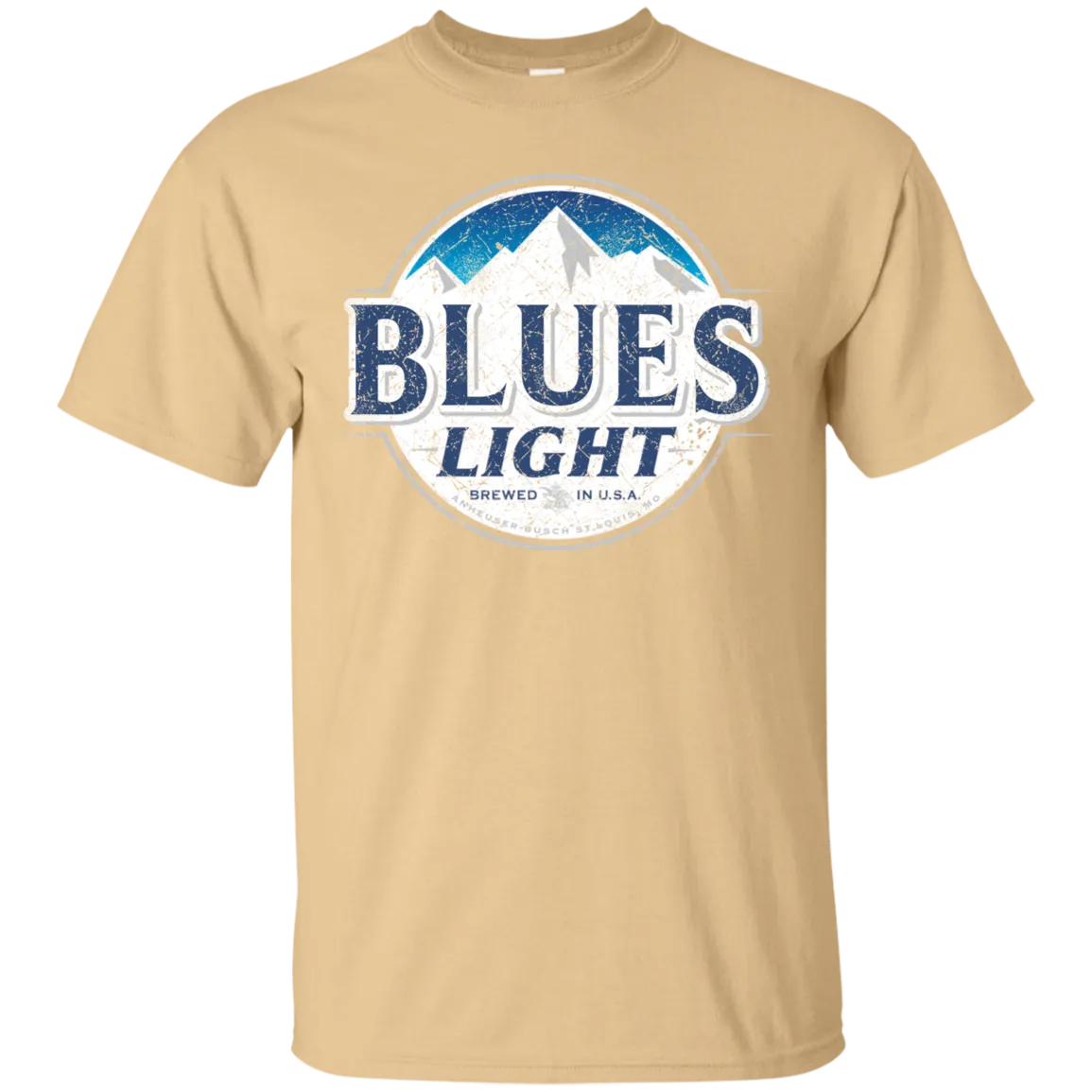 Blues Busch Light Beer T-Shirt Custom Designed Color Worn Label Pattern