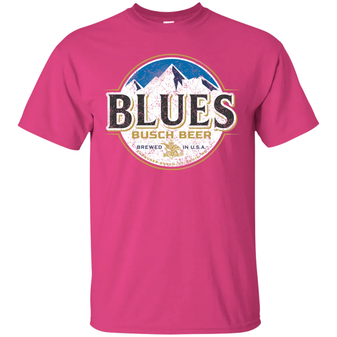 Blues Busch Light Beer T-Shirt Custom Designed Color Worn Label Pattern