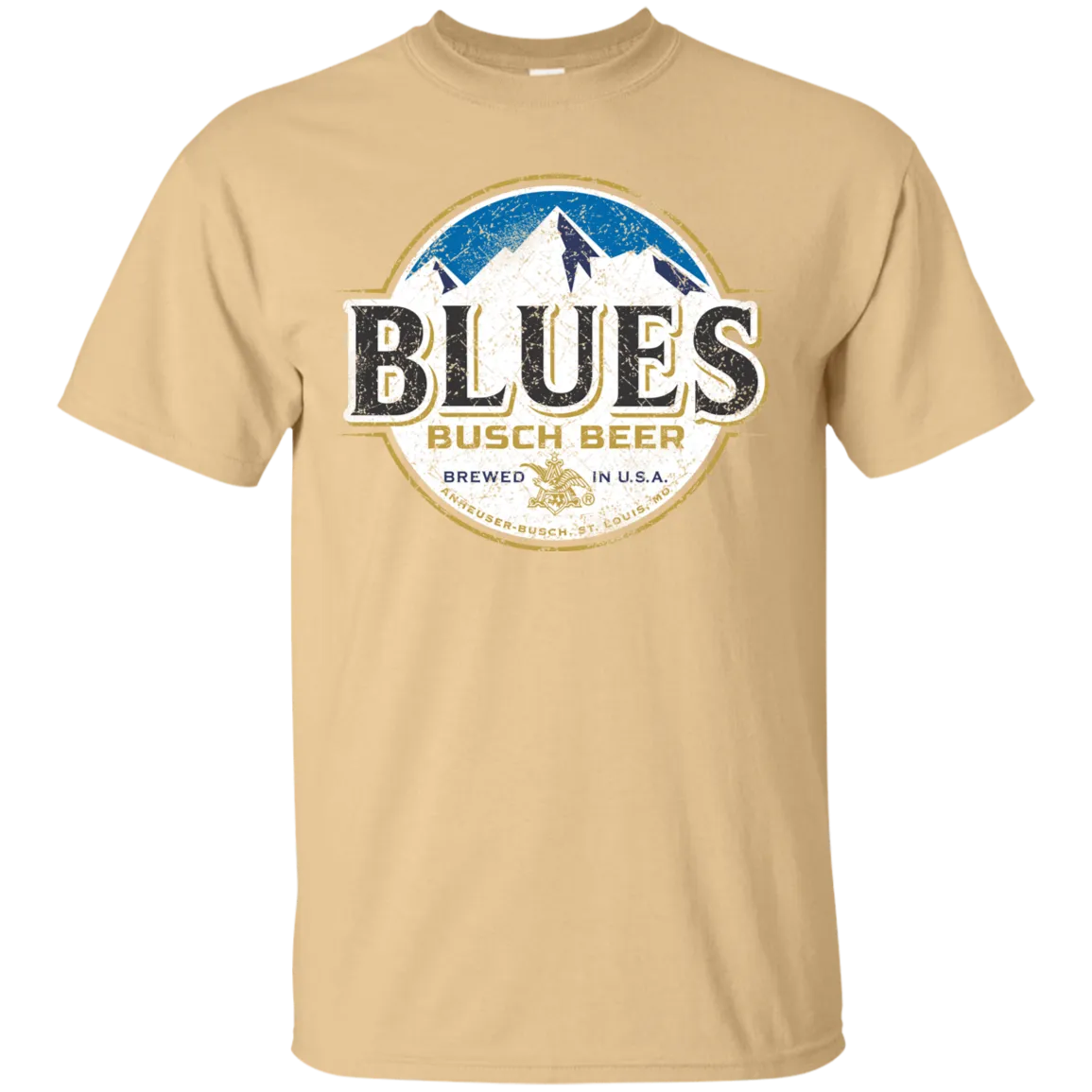 Blues Busch Light Beer T-Shirt Custom Designed Color Worn Label Pattern