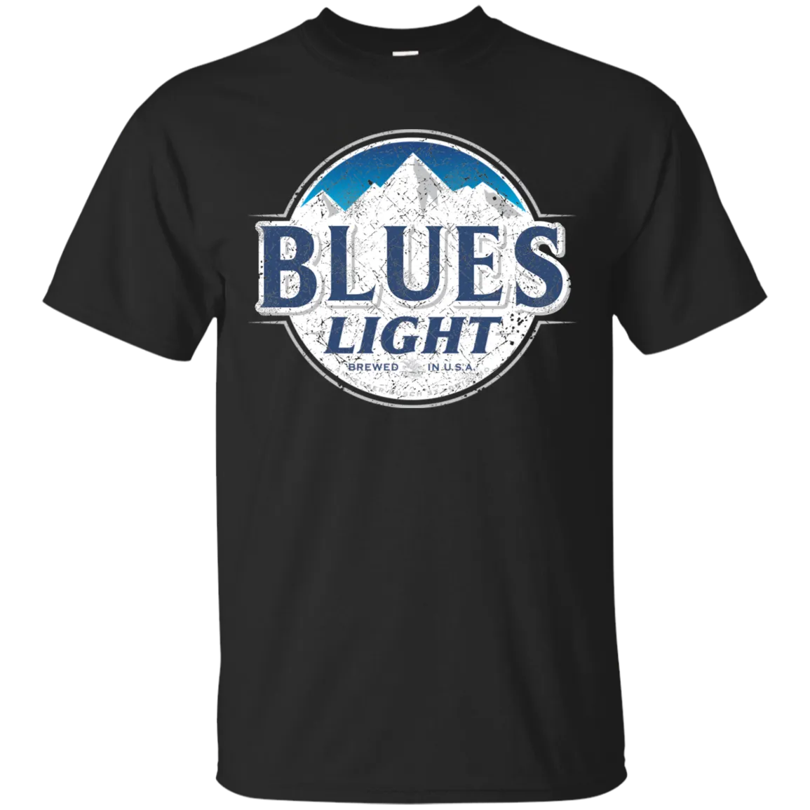 Blues Busch Light Beer T-Shirt Custom Designed Color Worn Label Pattern