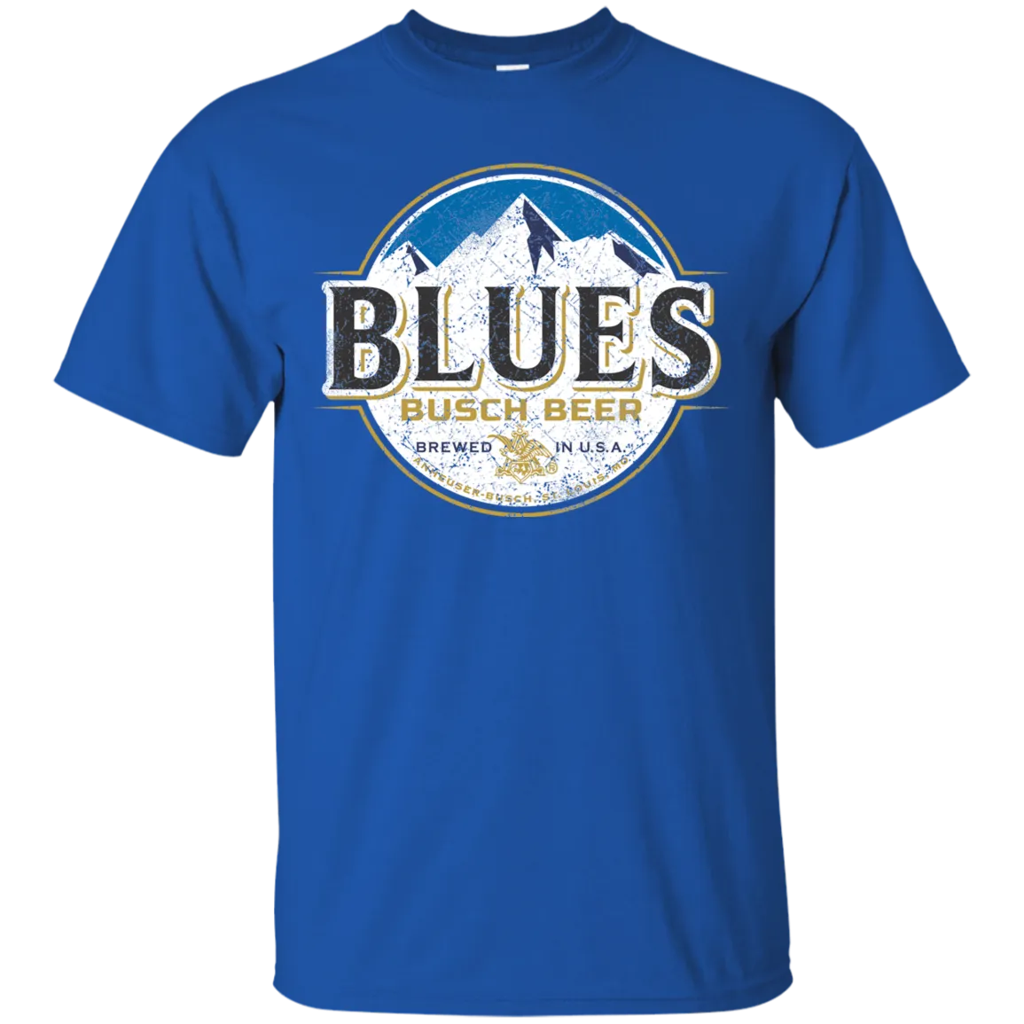 Blues Busch Light Beer T-Shirt Custom Designed Color Worn Label Pattern