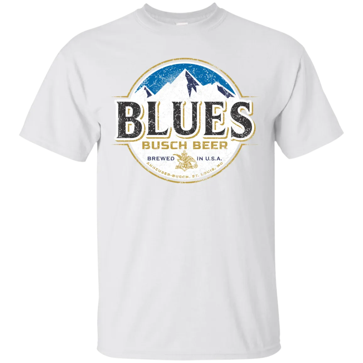 Blues Busch Light Beer T-Shirt Custom Designed Color Worn Label Pattern