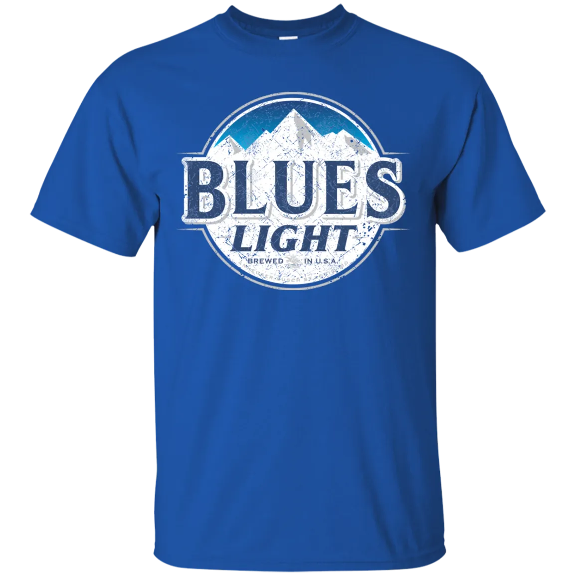 Blues Busch Light Beer T-Shirt Custom Designed Color Worn Label Pattern