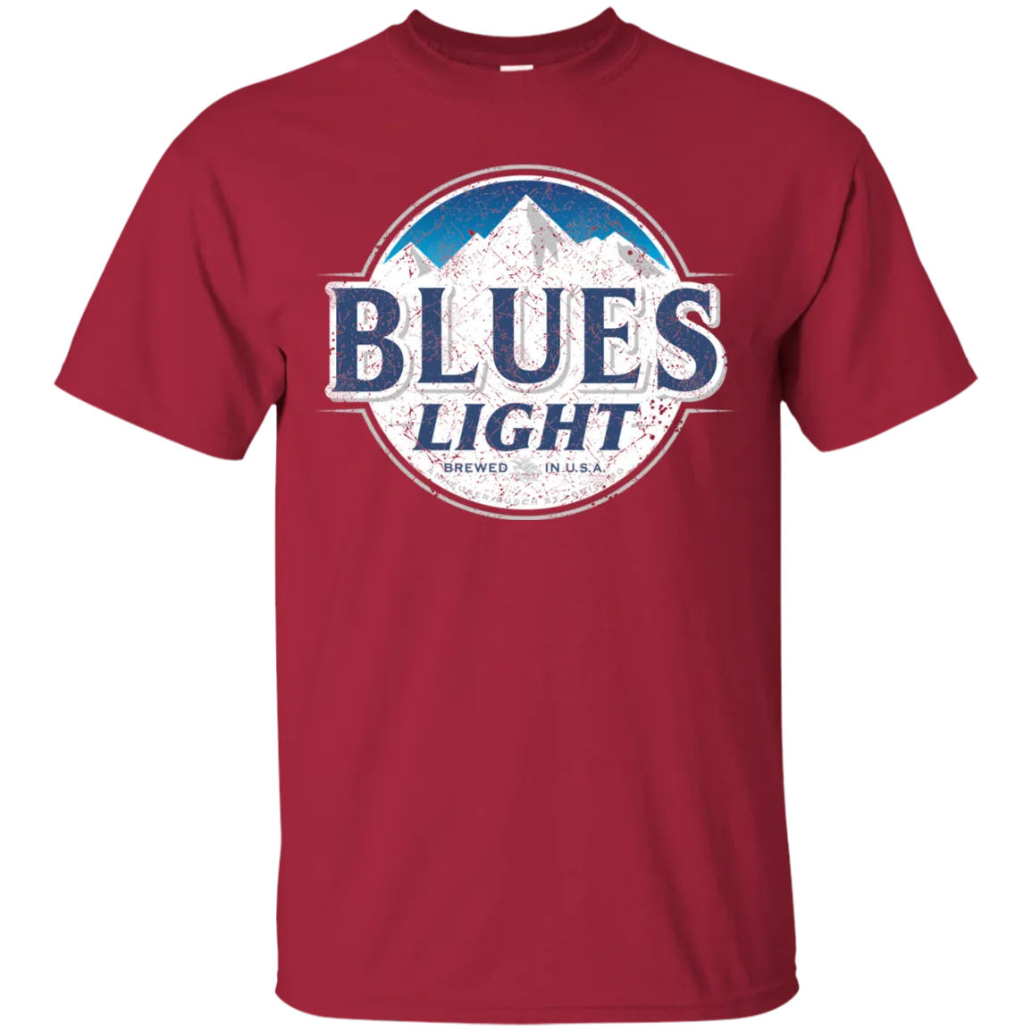 Blues Busch Light Beer T-Shirt Custom Designed Color Worn Label Pattern