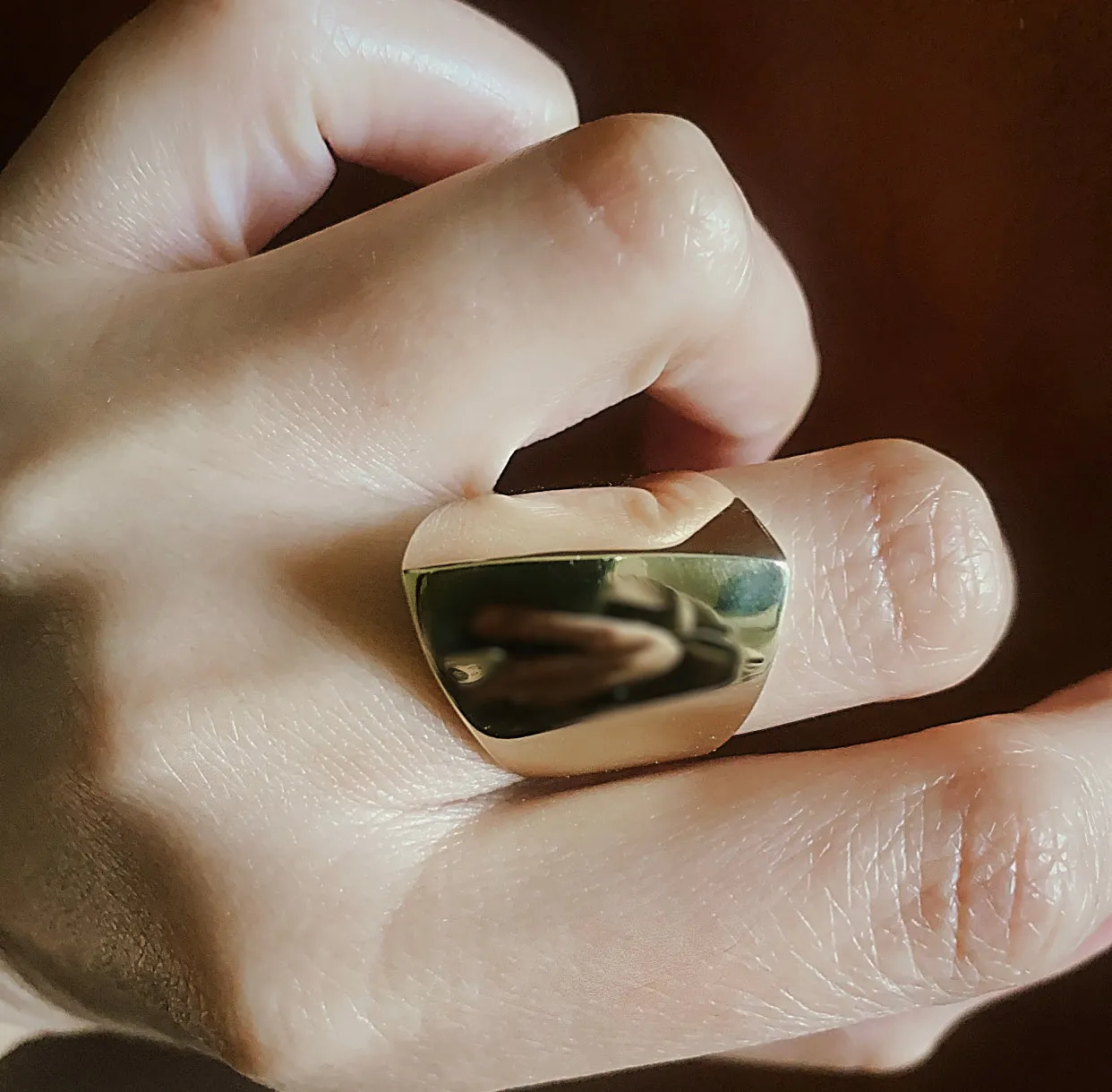 Bold, Modern, Architectural 14k Gold Ring