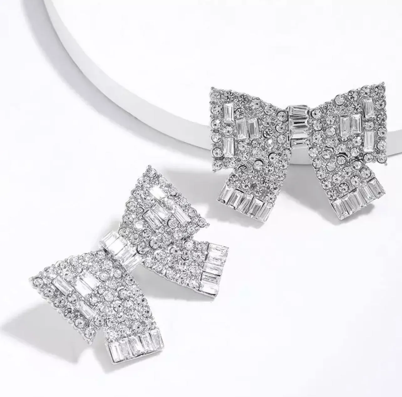 Bow Earrings with CZ Embellishment 210-09 | Erika Williner Designs
