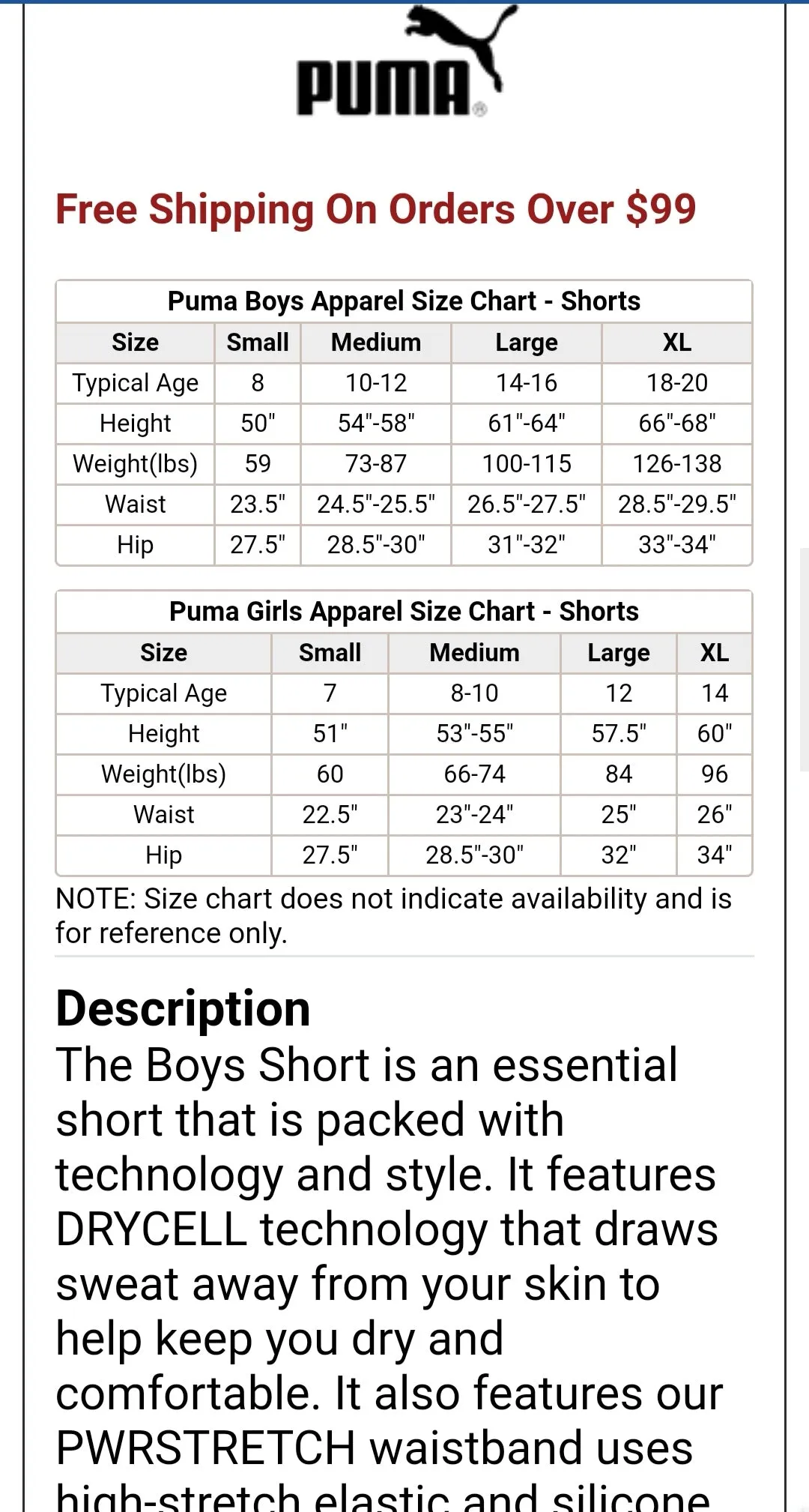BOY SIZE SMALL (8/10 YEARS) - PUMA Golf Shorts EUC B44