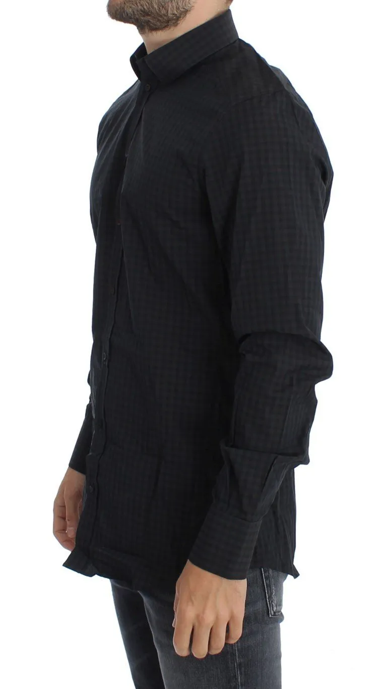 Brown Blue Checkered GOLD Slim Fit Casual Shirt