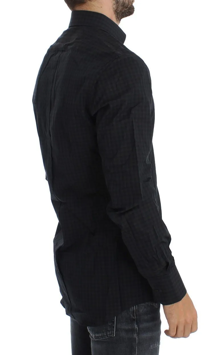 Brown Blue Checkered GOLD Slim Fit Casual Shirt