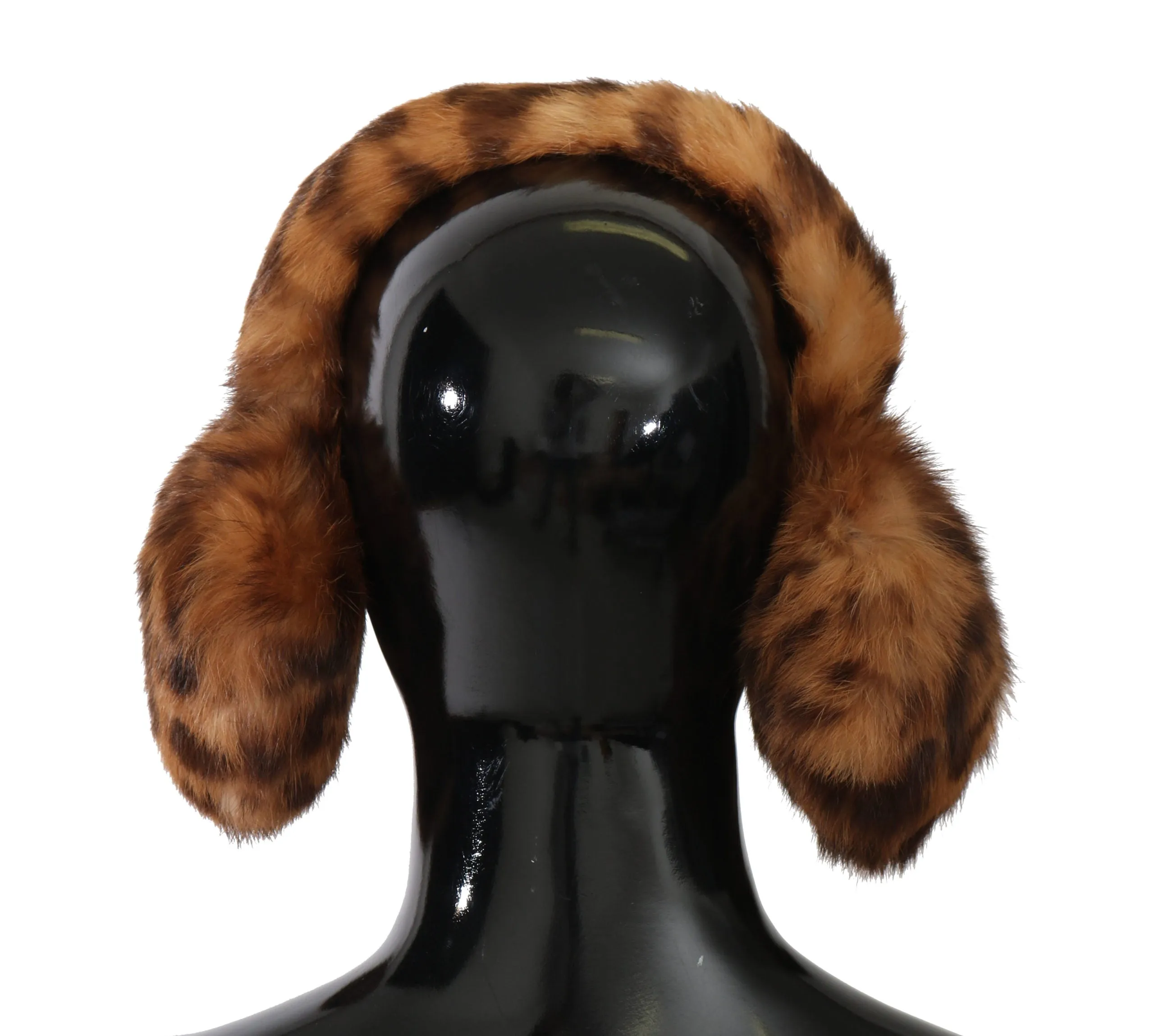 Brown Patterned Lapin Fur Hair Headwear Kids Ear Muffs