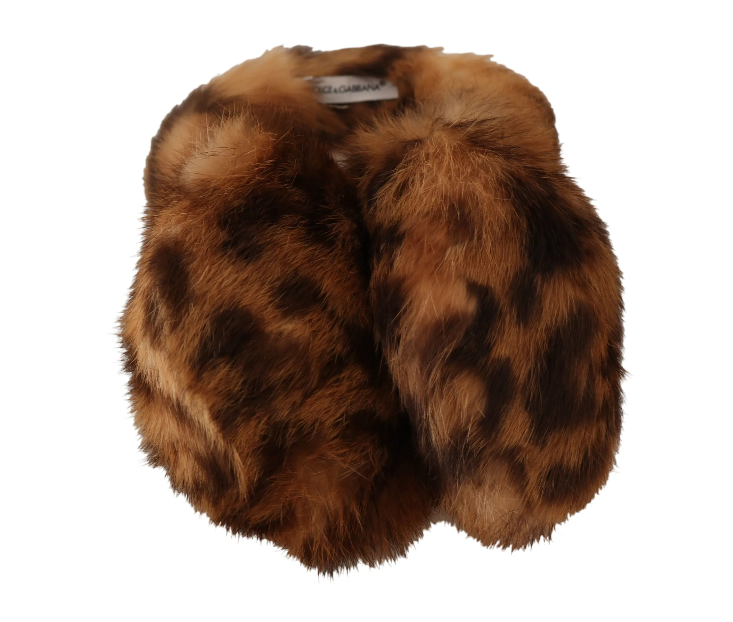 Brown Patterned Lapin Fur Hair Headwear Kids Ear Muffs