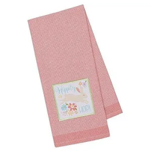 Bunny Hippity Hop Pink Gingham Dish Towel