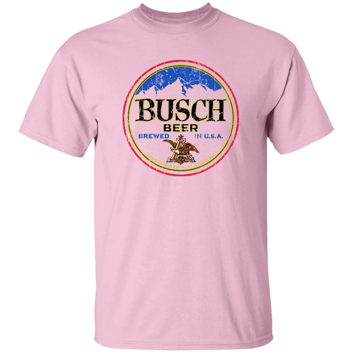 Busch Beer T-Shirt Custom Designed Color Round Worn Label Pattern