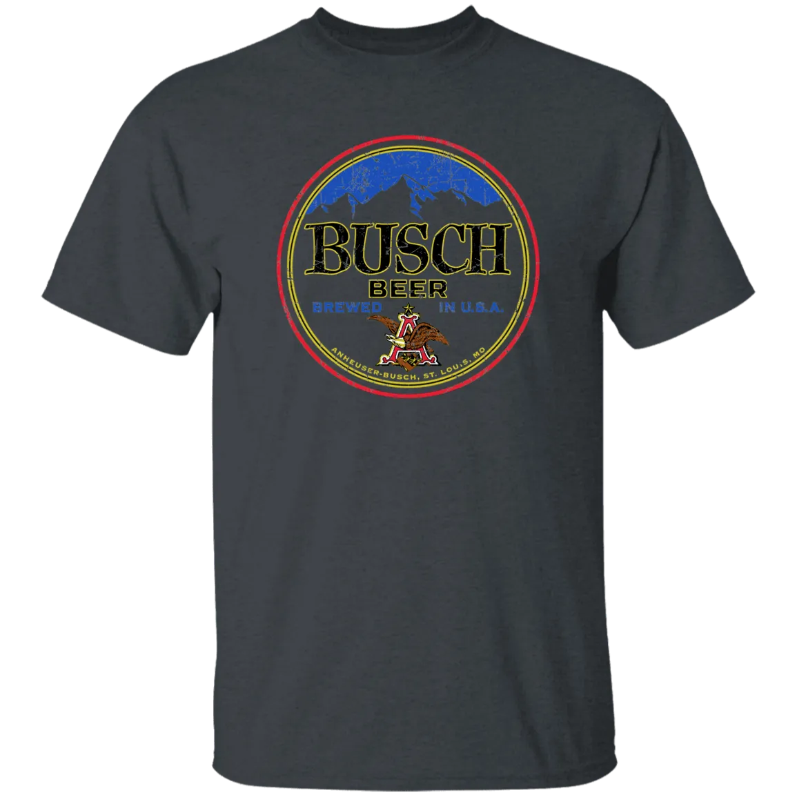 Busch Beer T-Shirt Custom Designed Color Round Worn Label Pattern