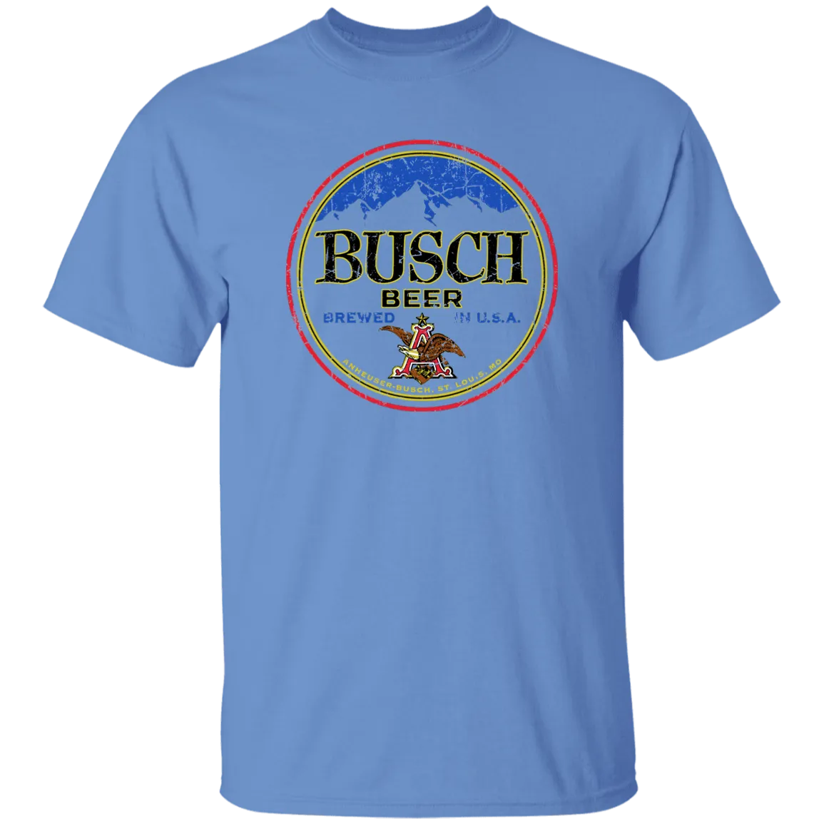 Busch Beer T-Shirt Custom Designed Color Round Worn Label Pattern