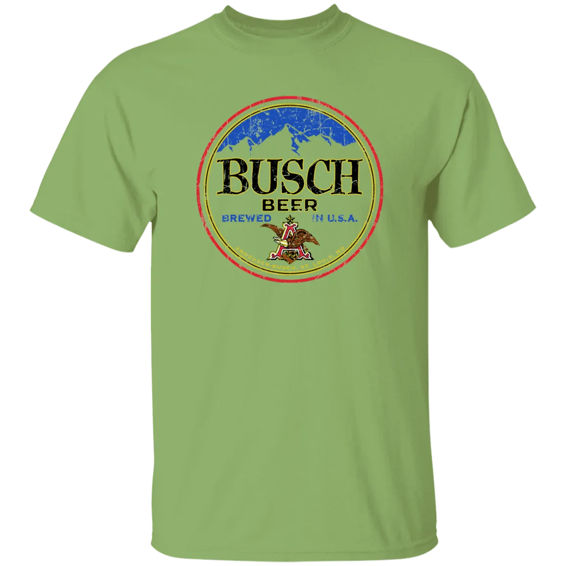 Busch Beer T-Shirt Custom Designed Color Round Worn Label Pattern