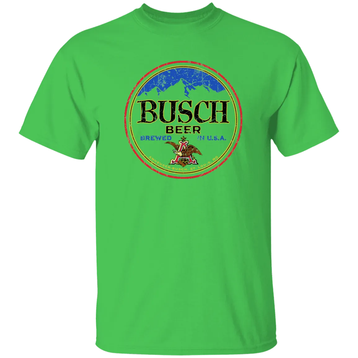 Busch Beer T-Shirt Custom Designed Color Round Worn Label Pattern