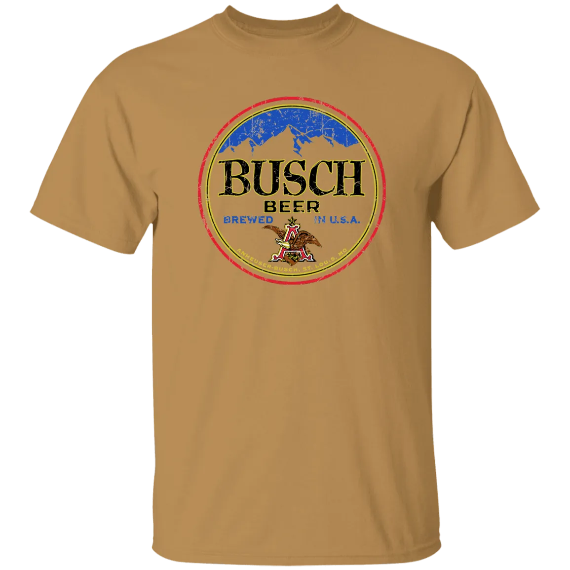 Busch Beer T-Shirt Custom Designed Color Round Worn Label Pattern
