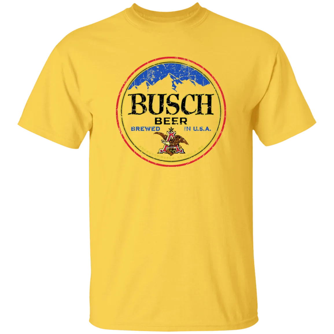Busch Beer T-Shirt Custom Designed Color Round Worn Label Pattern