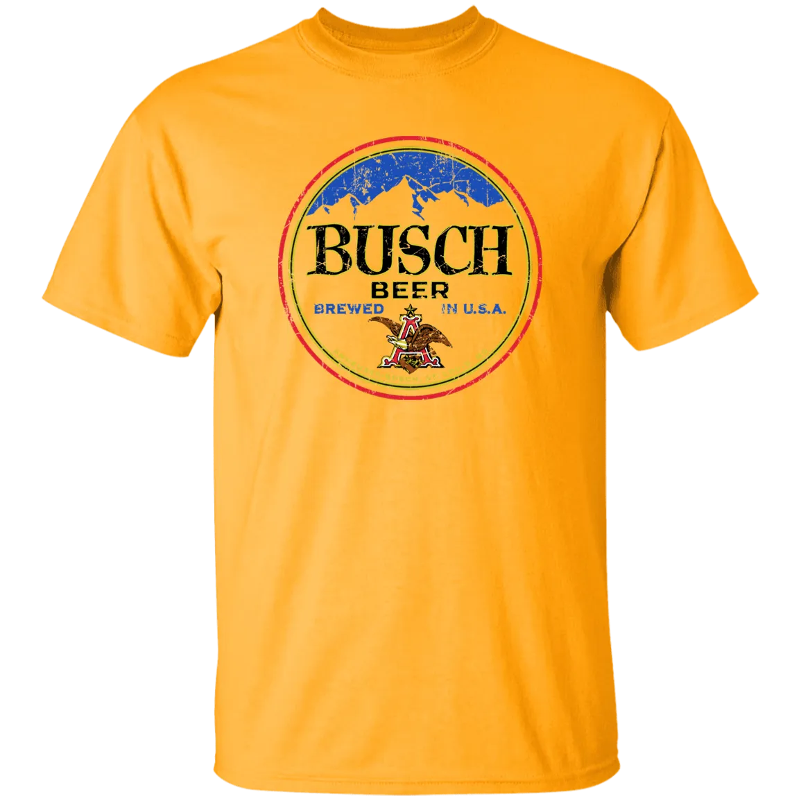 Busch Beer T-Shirt Custom Designed Color Round Worn Label Pattern