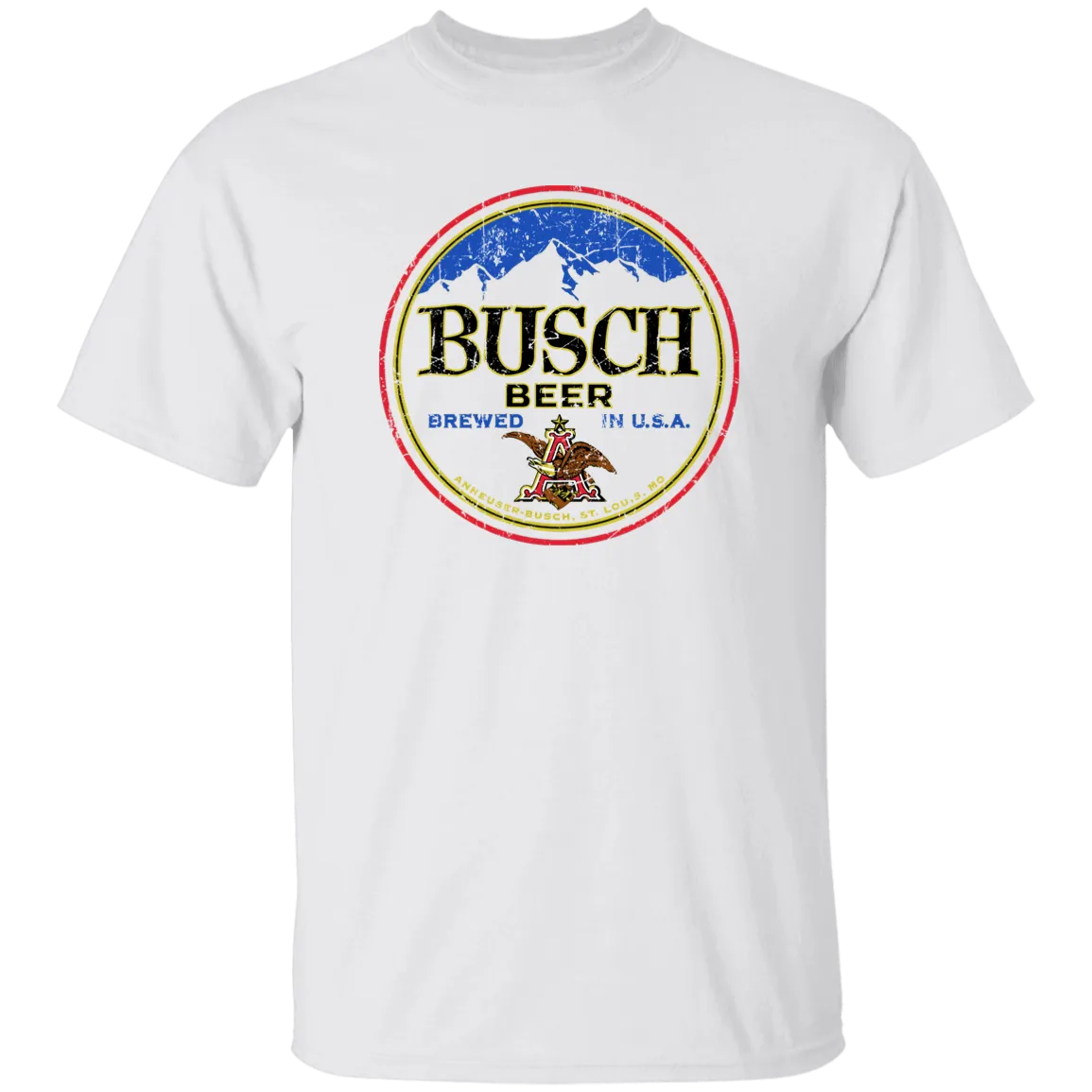 Busch Beer T-Shirt Custom Designed Color Round Worn Label Pattern