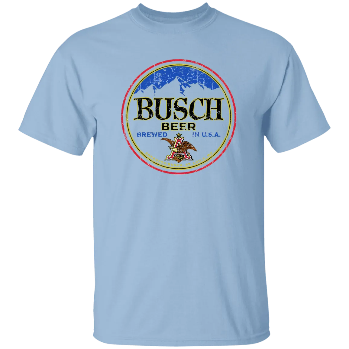 Busch Beer T-Shirt Custom Designed Color Round Worn Label Pattern