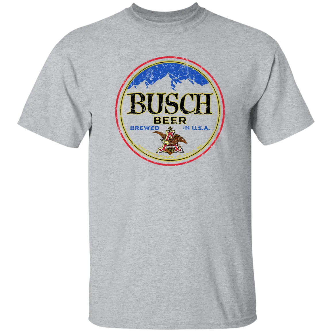 Busch Beer T-Shirt Custom Designed Color Round Worn Label Pattern