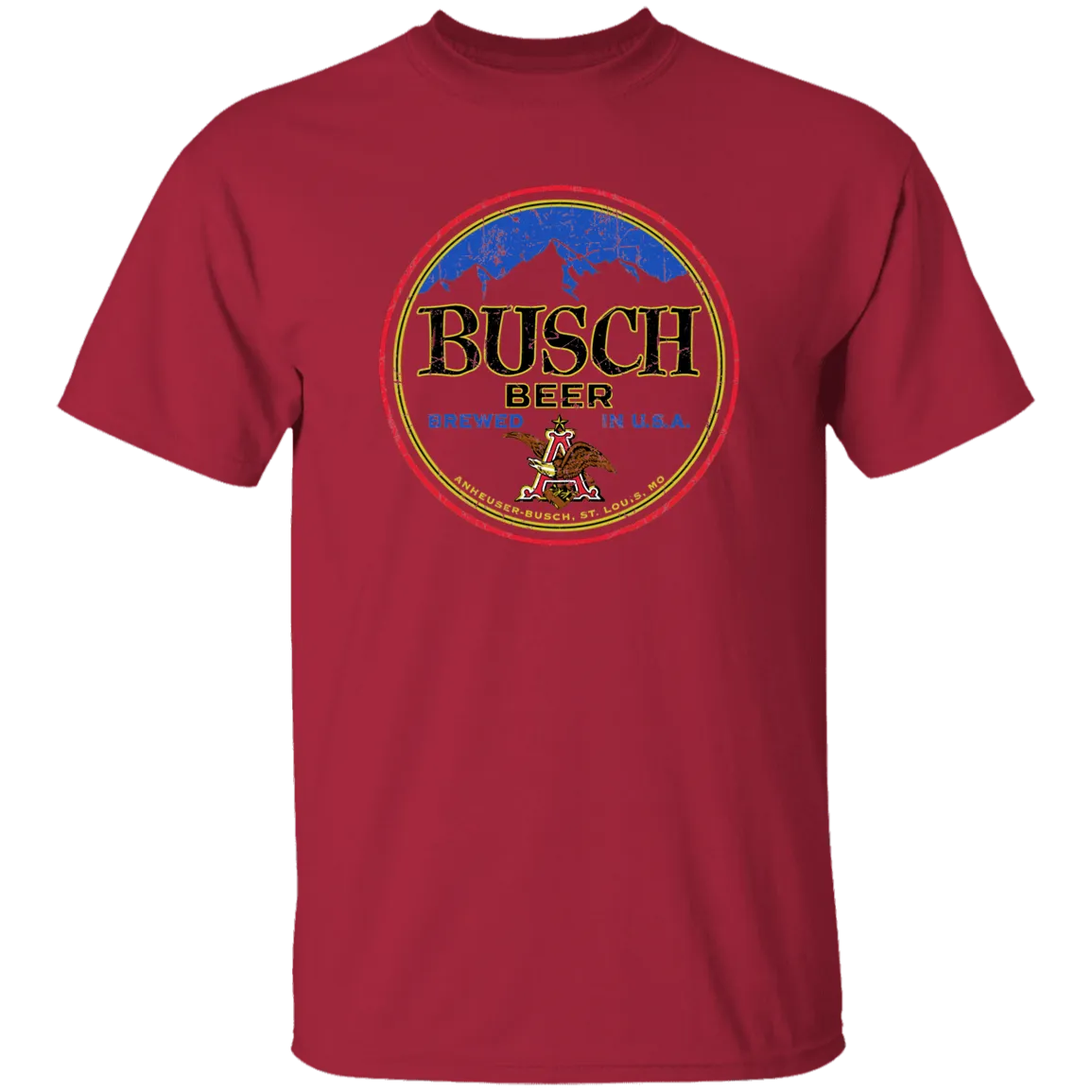 Busch Beer T-Shirt Custom Designed Color Round Worn Label Pattern