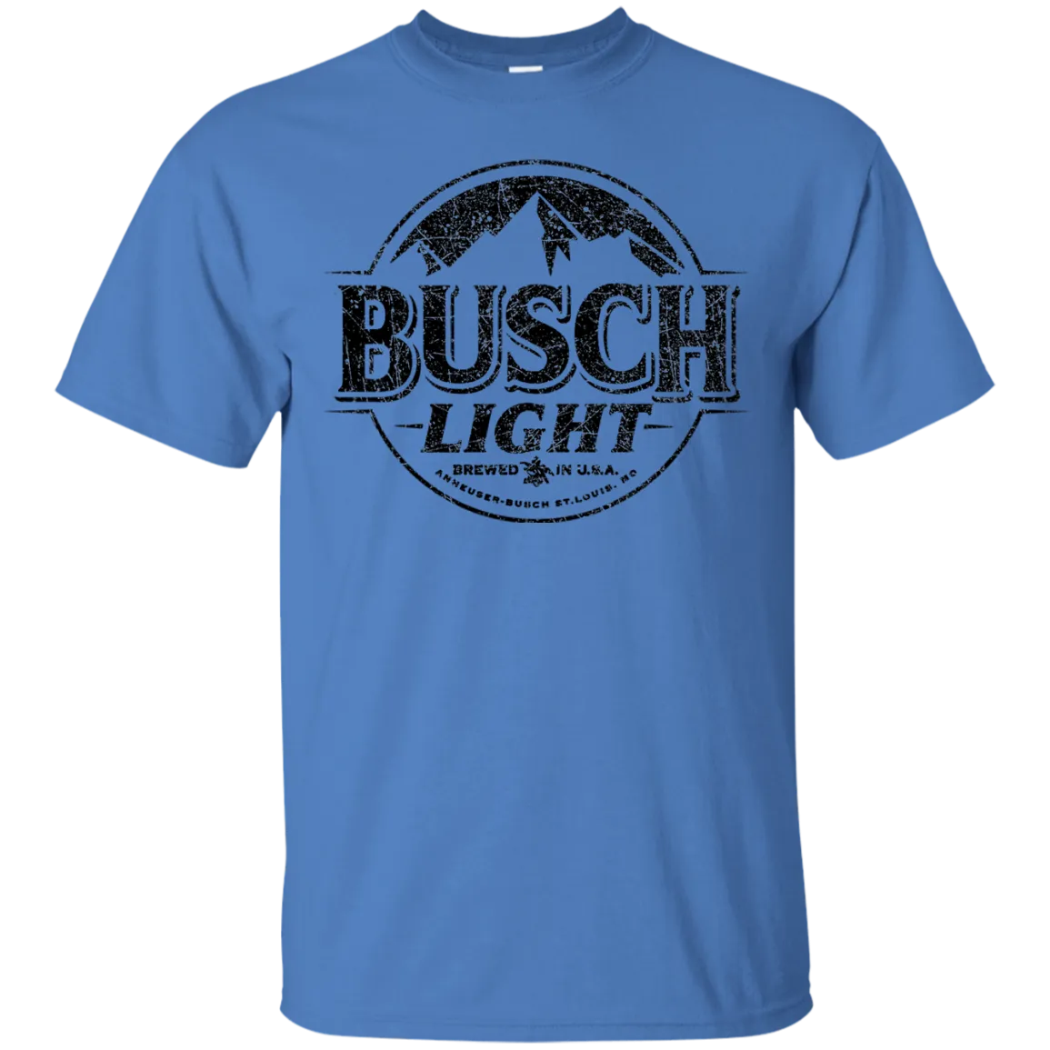 Busch Light Beer T-Shirt Custom Designed Black Worn Label Pattern
