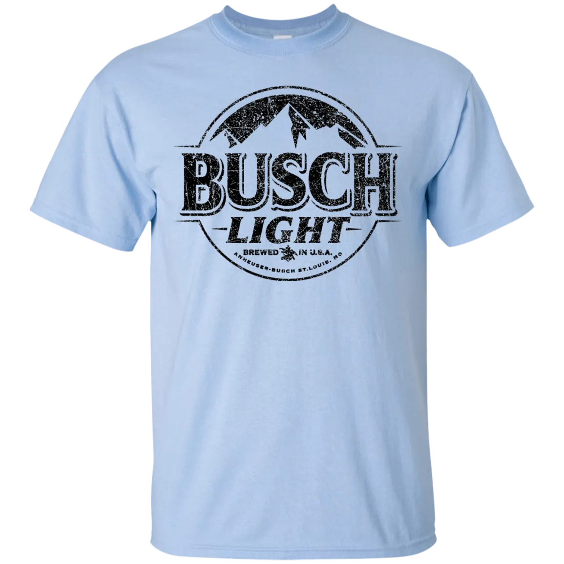 Busch Light Beer T-Shirt Custom Designed Black Worn Label Pattern