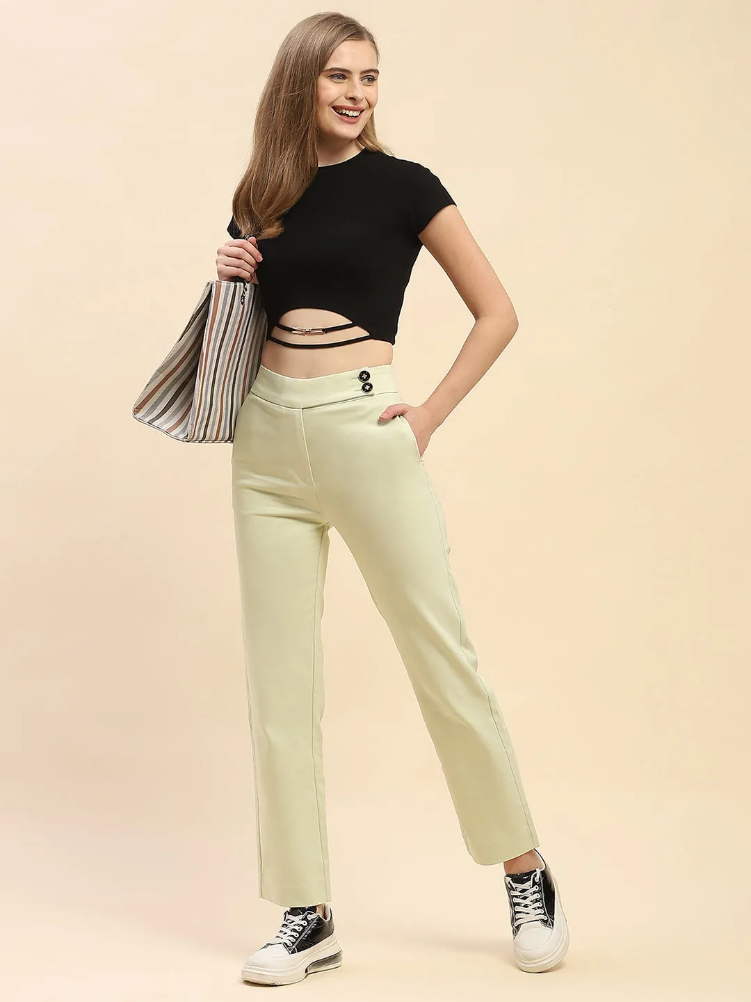 Camla Barcelona String Adorned Black Crop Top
