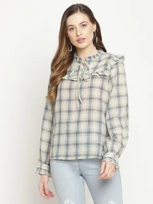 Camla Barcelona Women'S Self Design Checkered Top