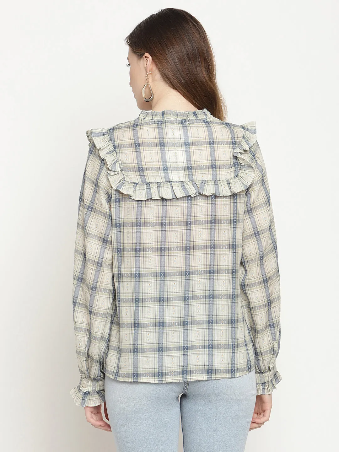 Camla Barcelona Women'S Self Design Checkered Top