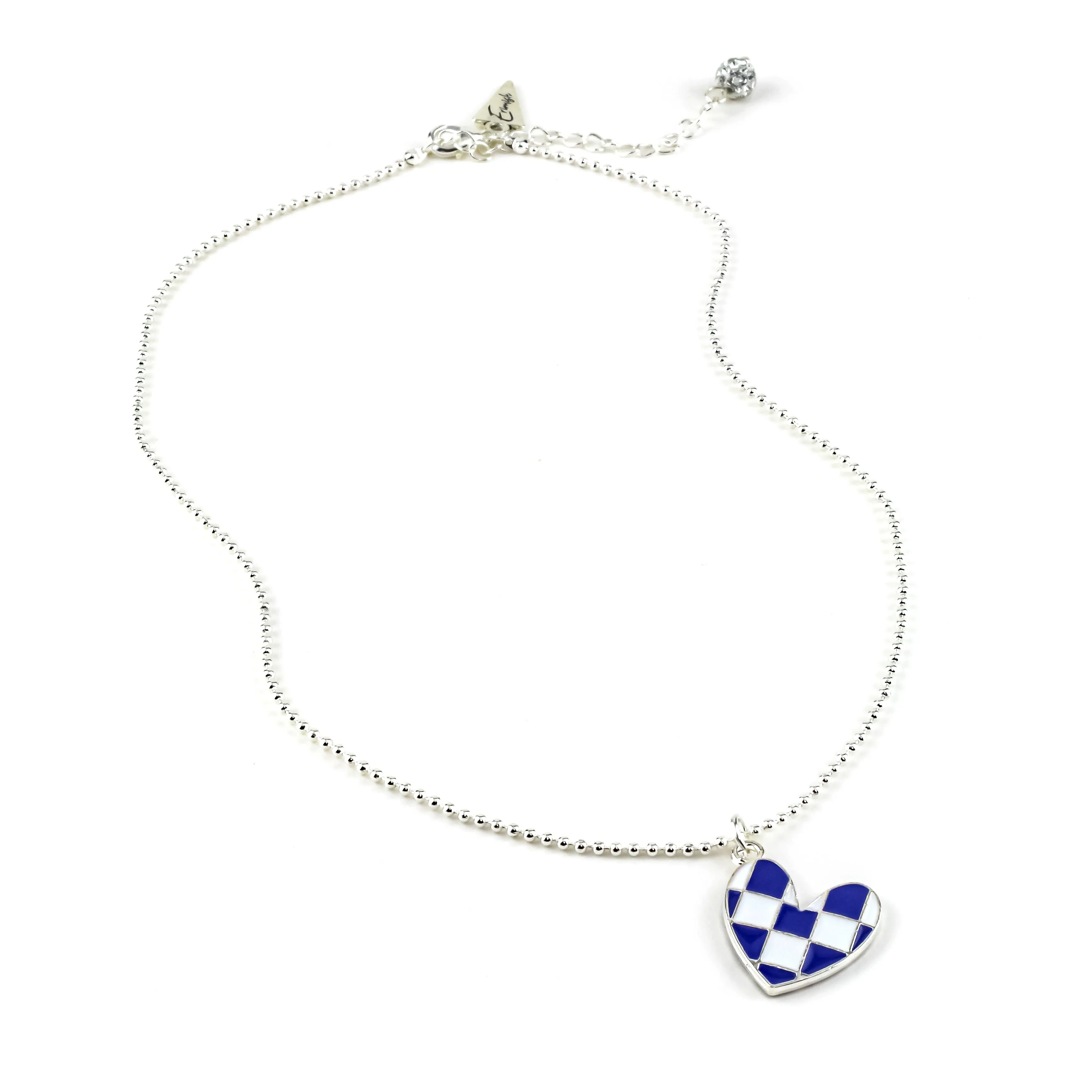 Carey Silver Checkered Heart Necklace