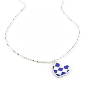 Carey Silver Checkered Heart Necklace