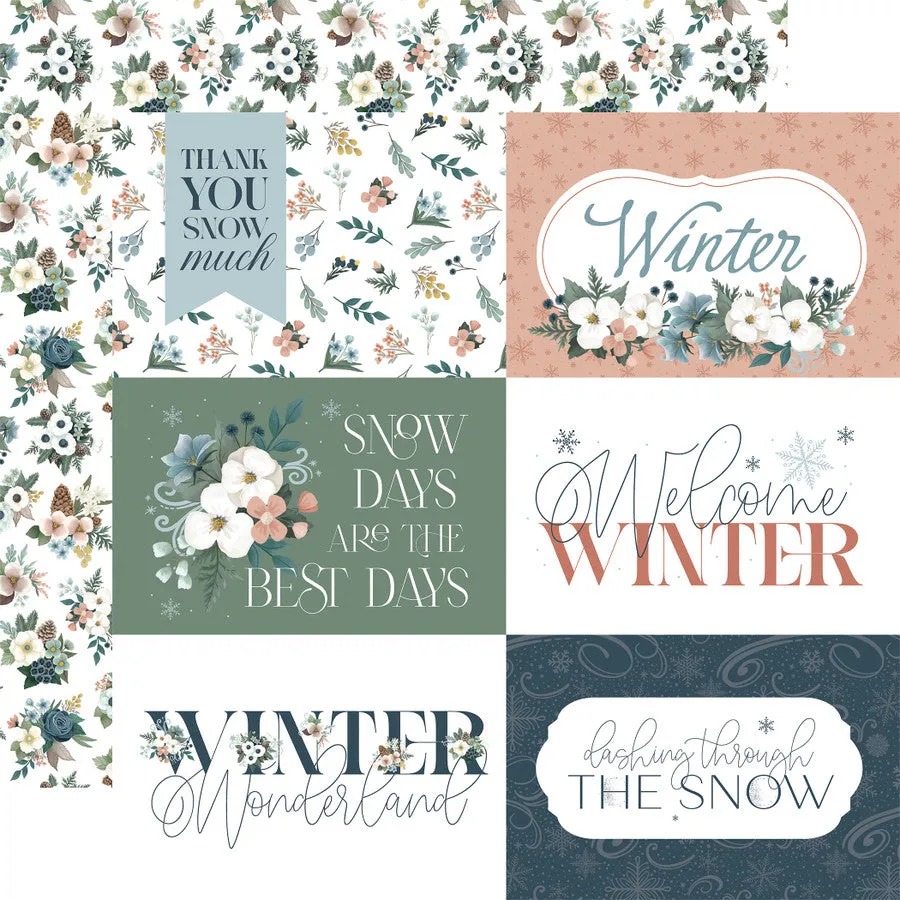 Carta Bella - Winter Wonderland - 4x6 Journaling Cards - 12x12 Patterned Paper
