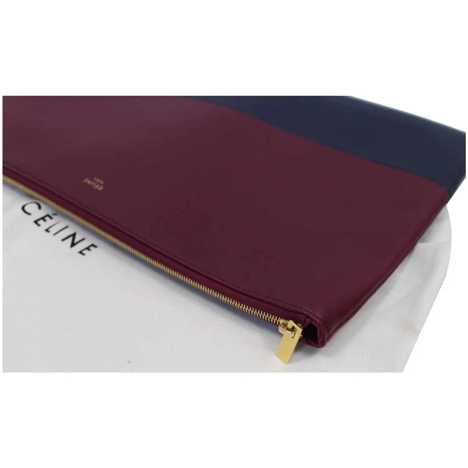 Celine Bi-Color Leather Clutch Pouch Burgundy/Black - Final Sale