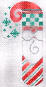 CH-19  - Green/Red Striped & Checkered Santa Candy Cane