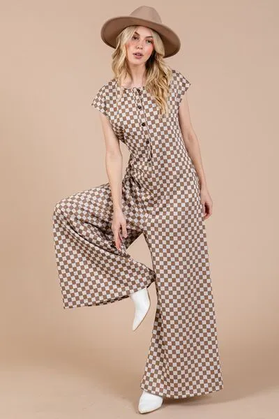 Check It Out Checkered Cap Sleeve Romper