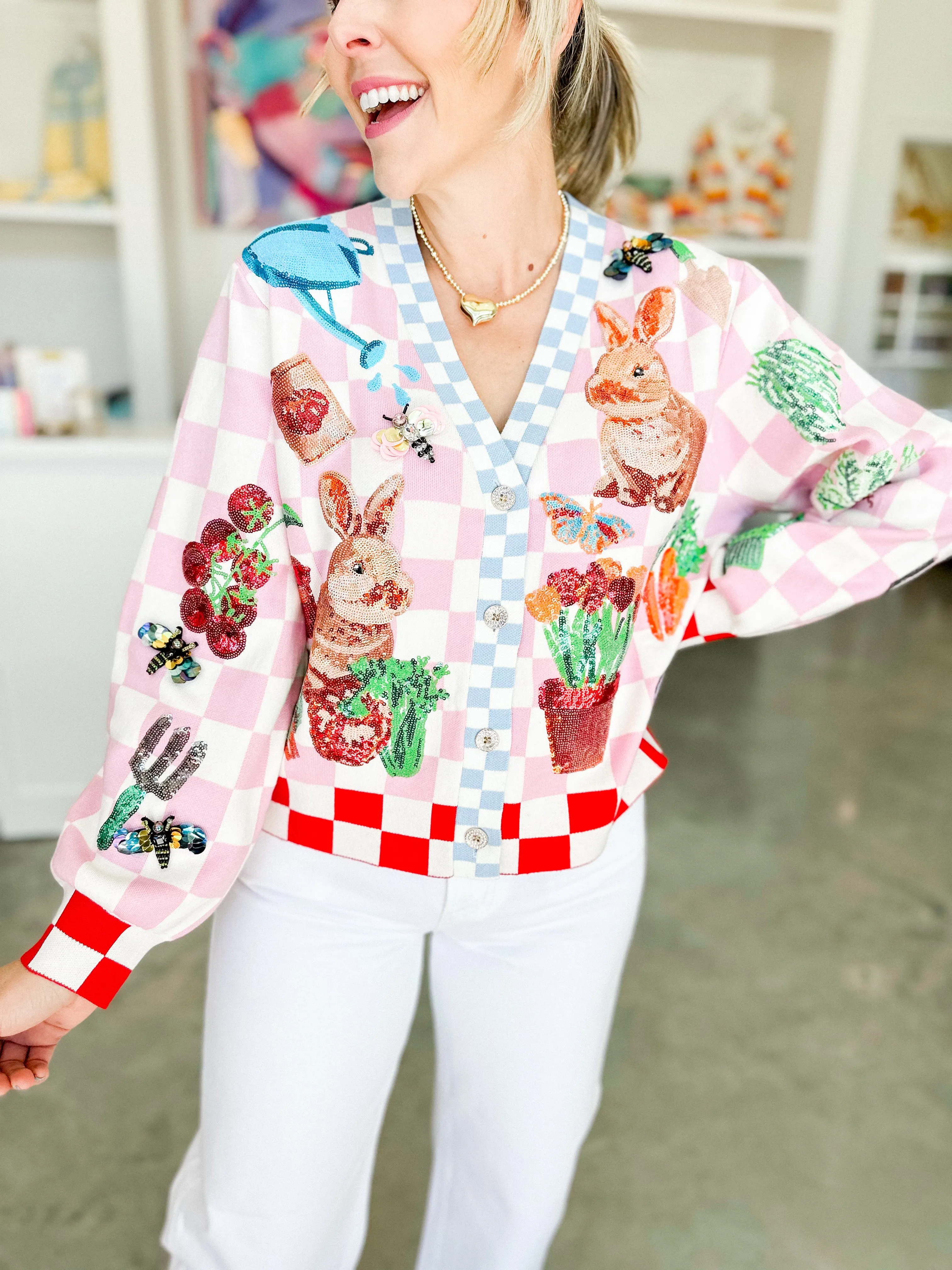 Checkered Bunny Cardigan