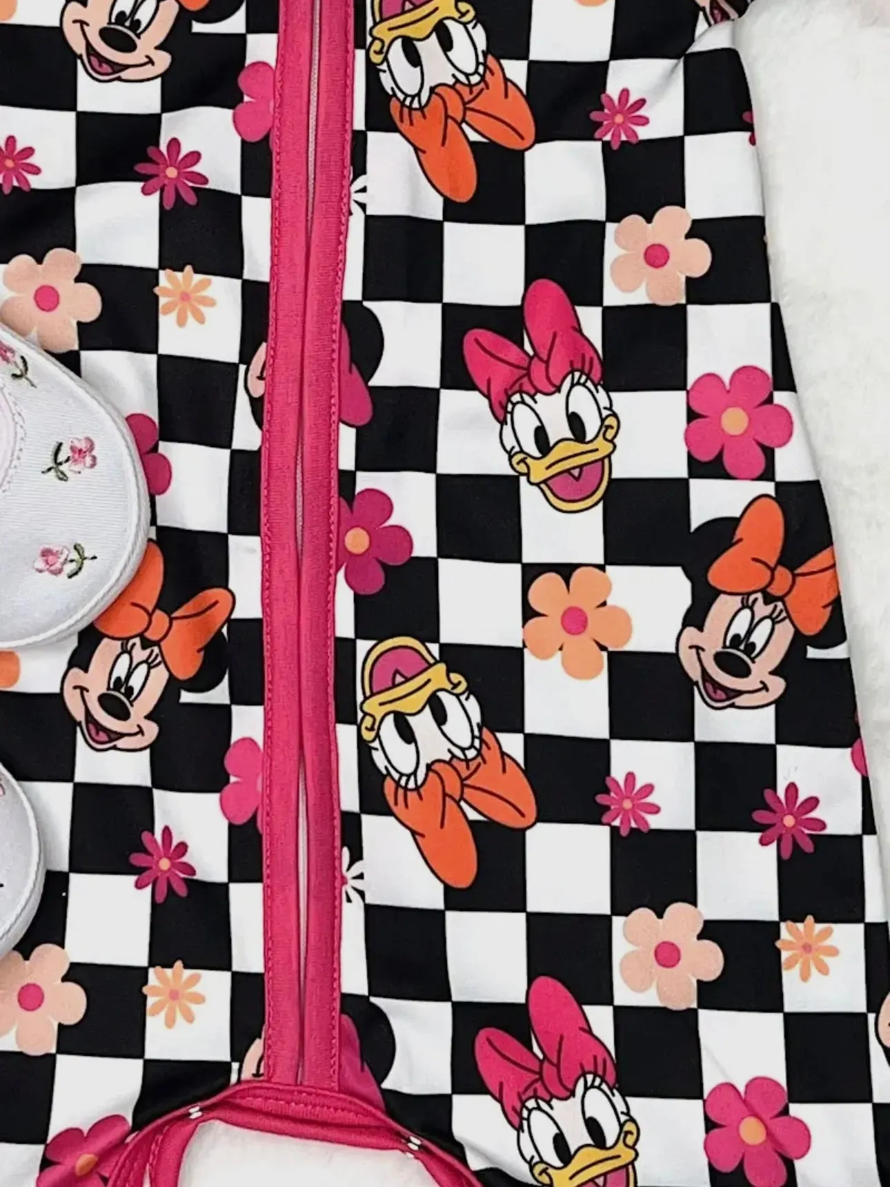 Checkered Character Short Romper: Multi