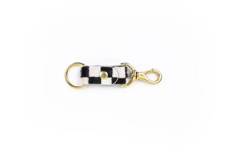 Checkered Cowhide keychain