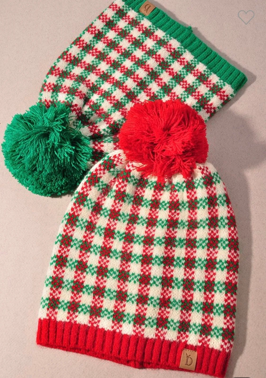 Checkered Holiday Beanie with Pom- 3 Colors