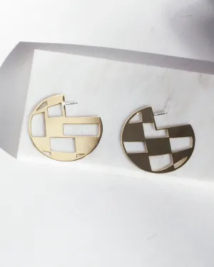 Checkered Hoop Earrings