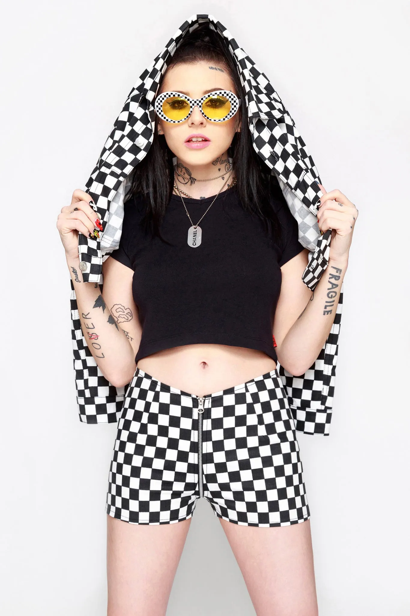 Checkered Life Full Zip Shorts