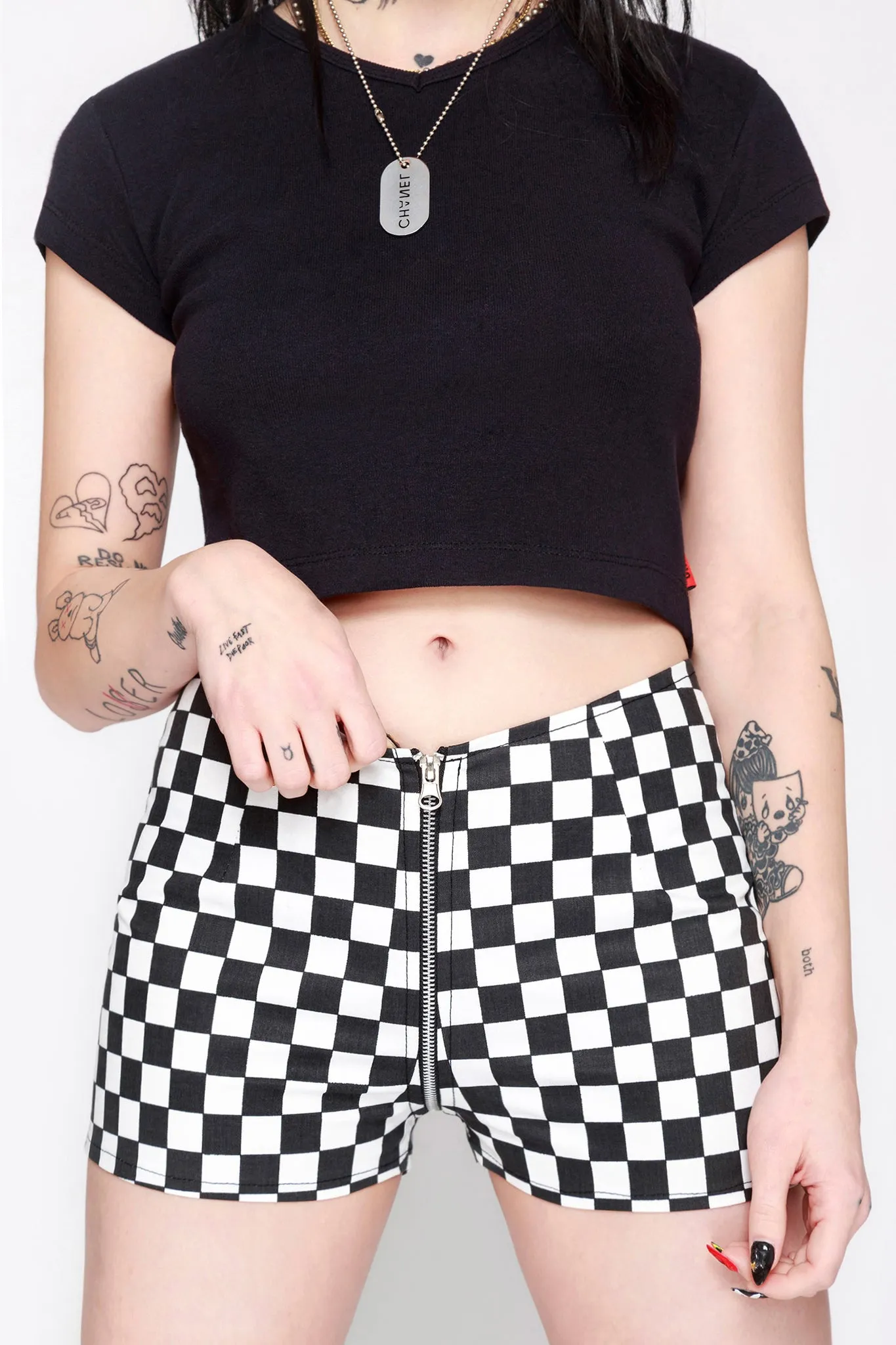 Checkered Life Full Zip Shorts