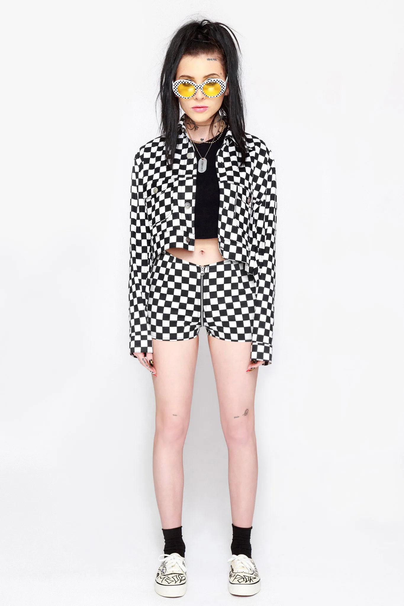 Checkered Life Full Zip Shorts