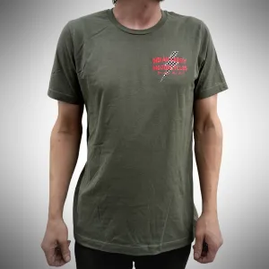 Checkered Lightning Bolt Tee - Army Green