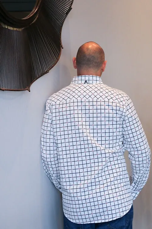 Checkered Rose Collared Shirt