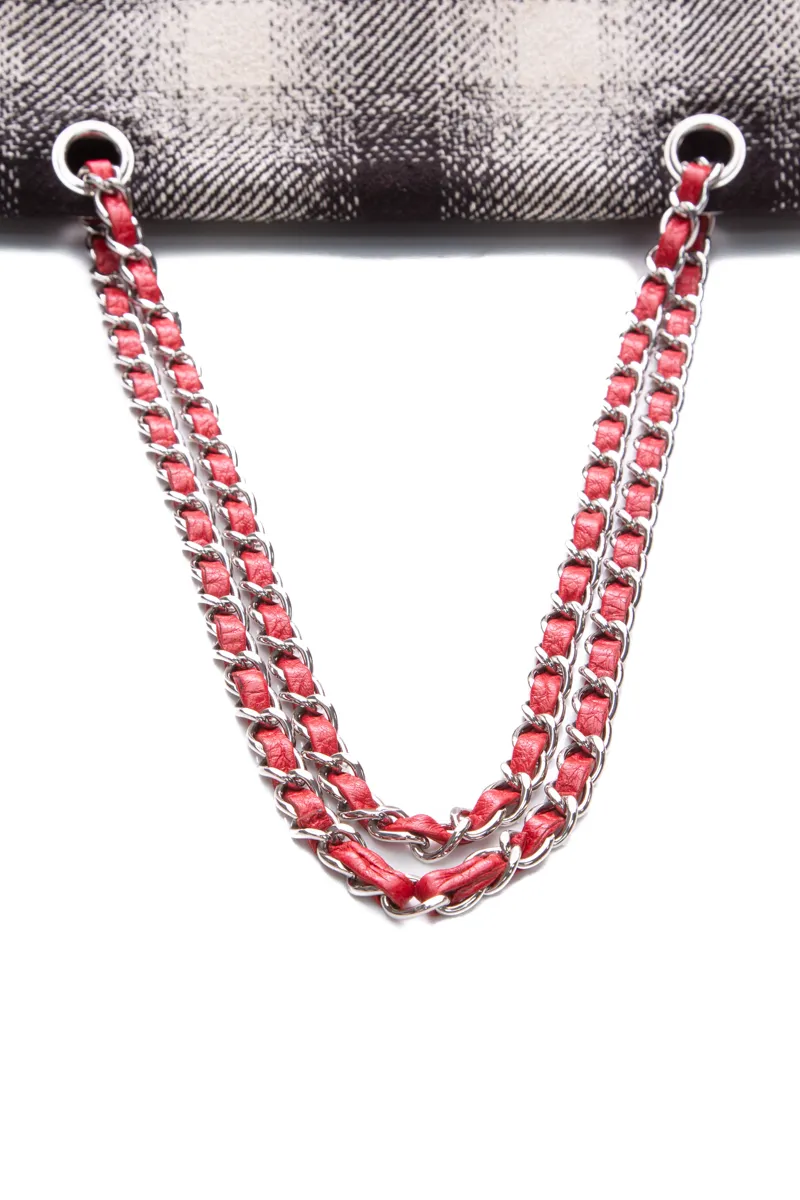 Checkered Tweed Flap Bag